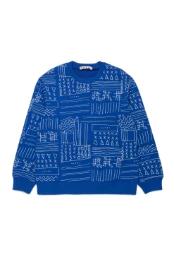 Sweatshirts | Sweatshirts>MARNI Sweatshirt with Black Board graphics blue