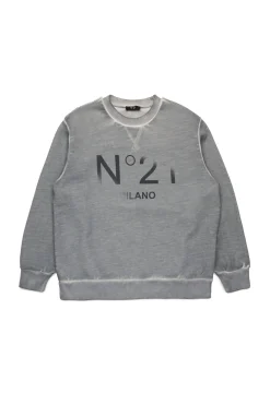 Sweatshirts>N°21 Sweatshirt with fading logo medium gray
