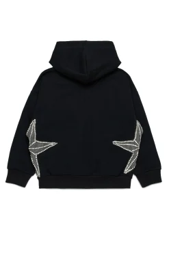 Sweatshirts>DSQUARED2 Sweatshirt with mesh and crystals stars black