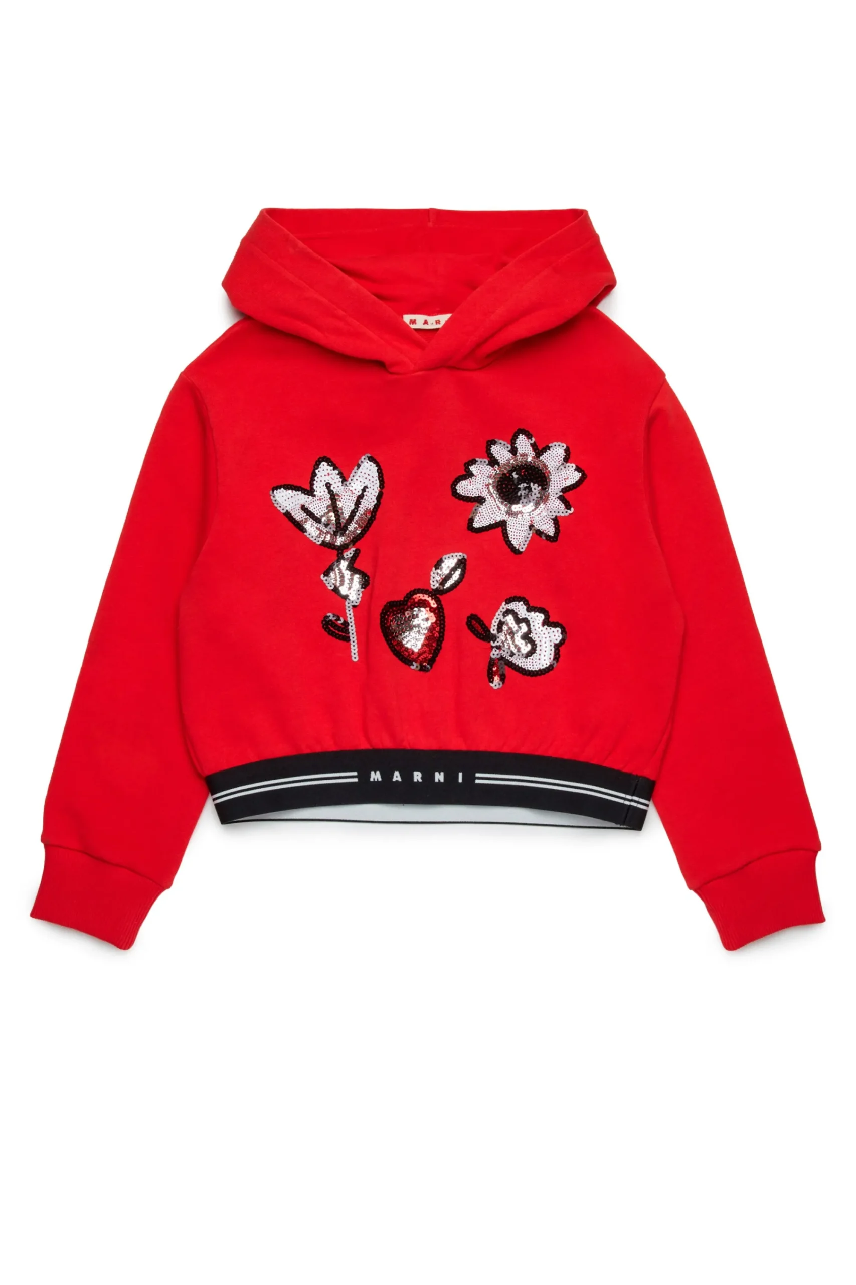 Sweatshirts>MARNI Sweatshirt with sequined flowers red
