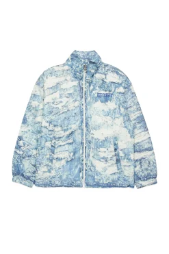 Jackets And Padded Jackets>DIESEL Torn denim-effect windbreaker jacket blue denim
