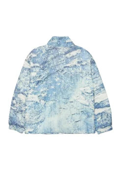 Jackets And Padded Jackets>DIESEL Torn denim-effect windbreaker jacket blue denim
