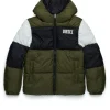 Jackets And Padded Jackets | Jackets And Padded Jackets>DIESEL Tricolor padded jacket with logo dusty olive