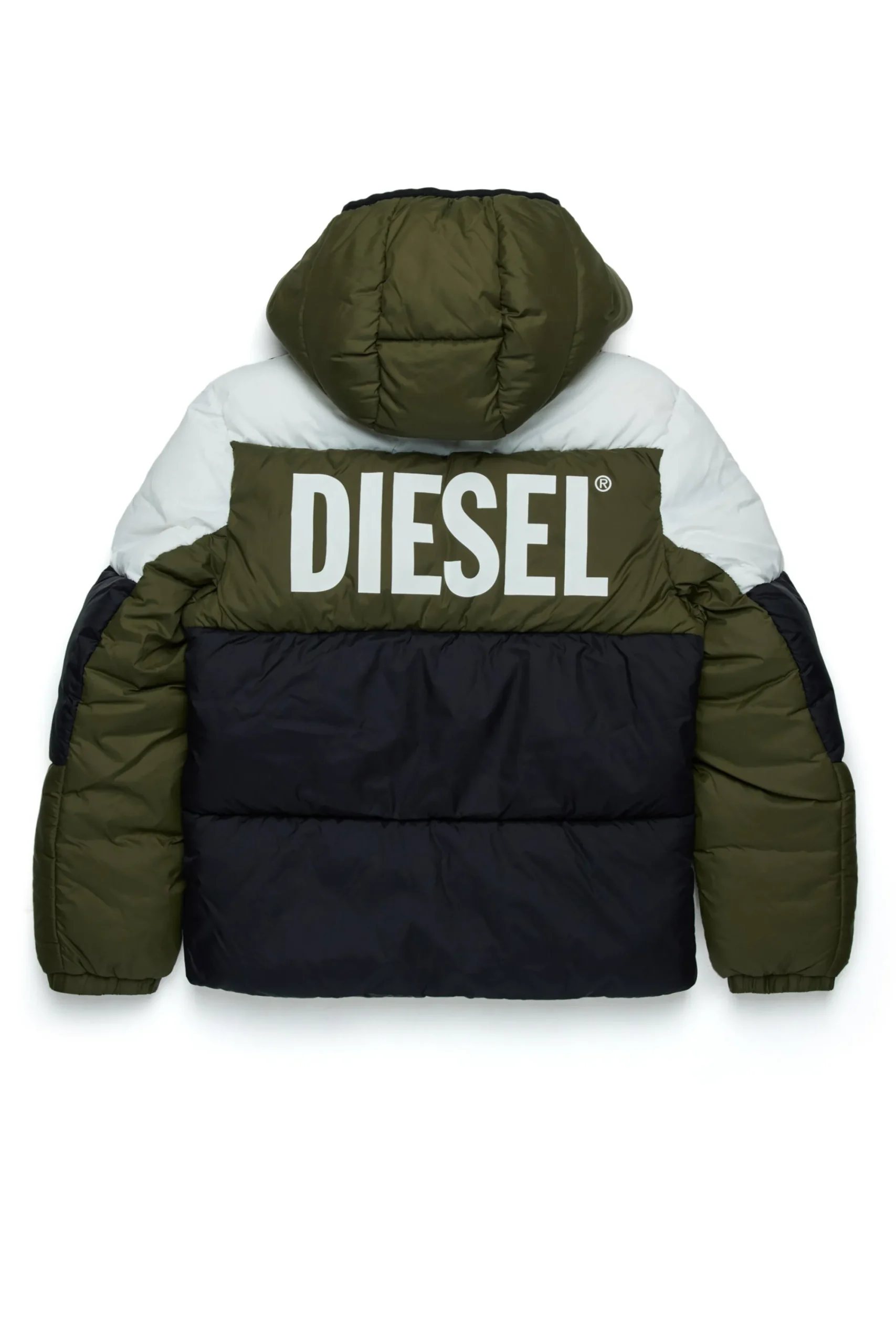 Jackets And Padded Jackets | Jackets And Padded Jackets>DIESEL Tricolor padded jacket with logo dusty olive