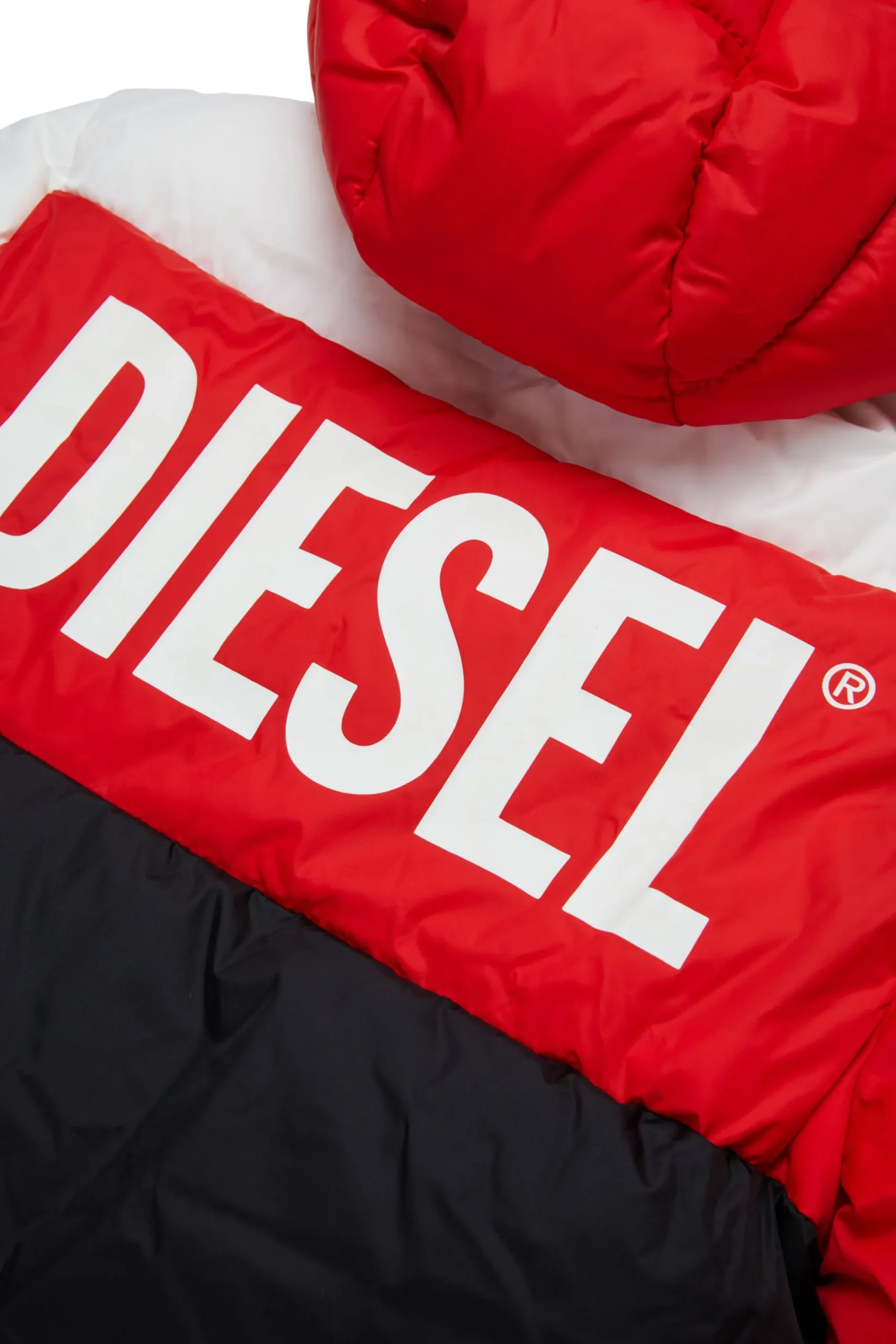 Jackets And Padded Jackets | Jackets And Padded Jackets>DIESEL Tricolor padded jacket with logo carnation red