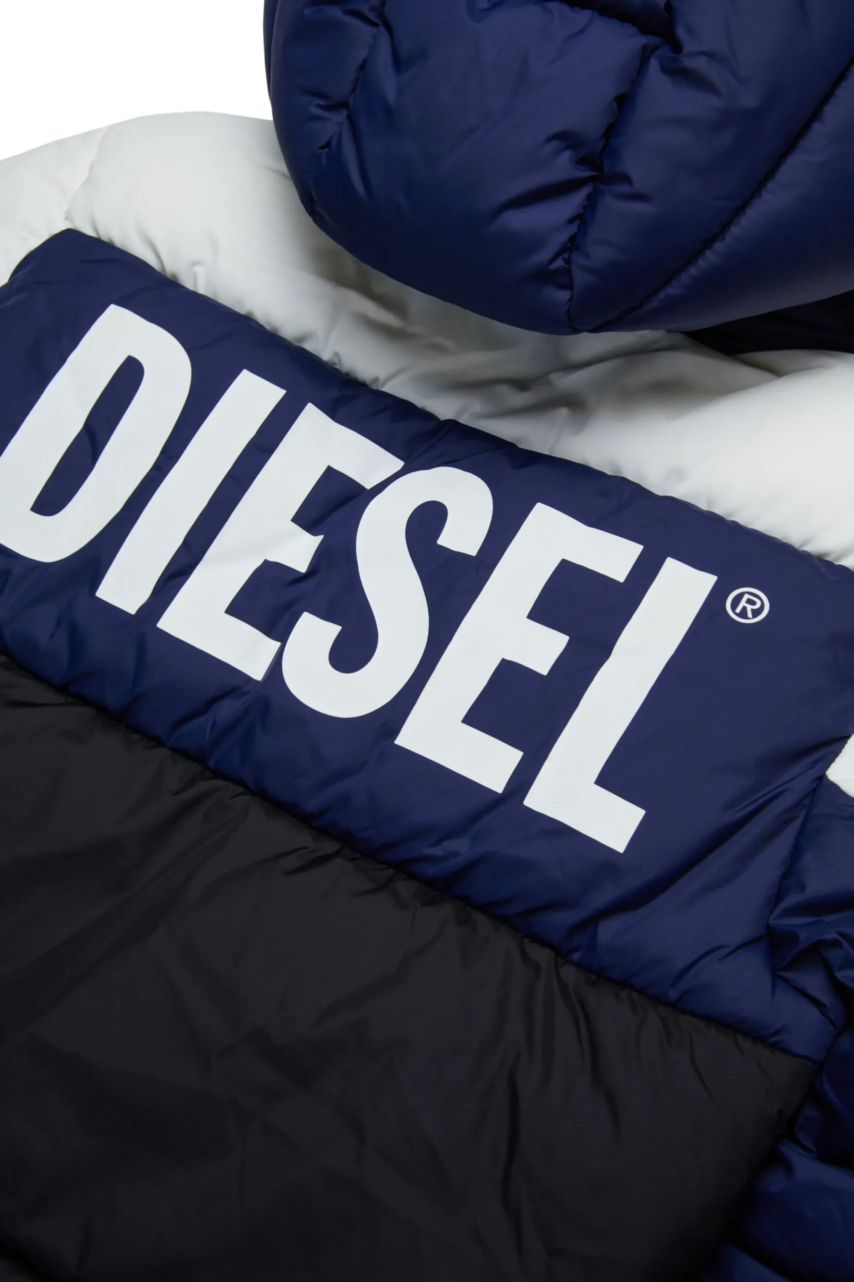 Jackets And Padded Jackets | Jackets And Padded Jackets>DIESEL Tricolor padded jacket with logo blue peacoat
