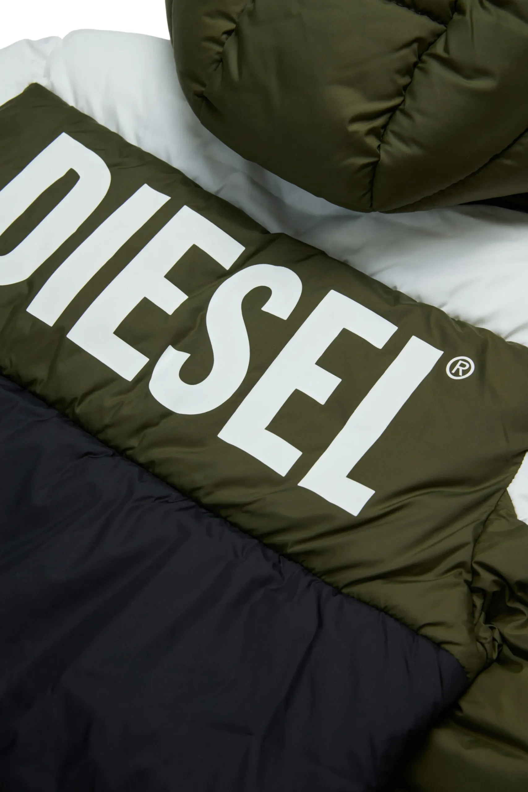 Jackets And Padded Jackets | Jackets And Padded Jackets>DIESEL Tricolor padded jacket with logo dusty olive