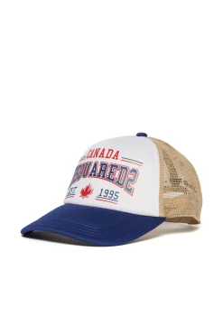 Hats And Caps | Logomania>DSQUARED2 Trucker hat with Canada graphics placid blue