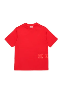 Swimwear | Swimwear>DIESEL T-shirt branded with side logo red