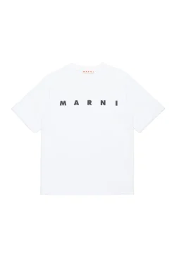 T-Shirts | Logomania>MARNI T-shirt in jersey with logo white