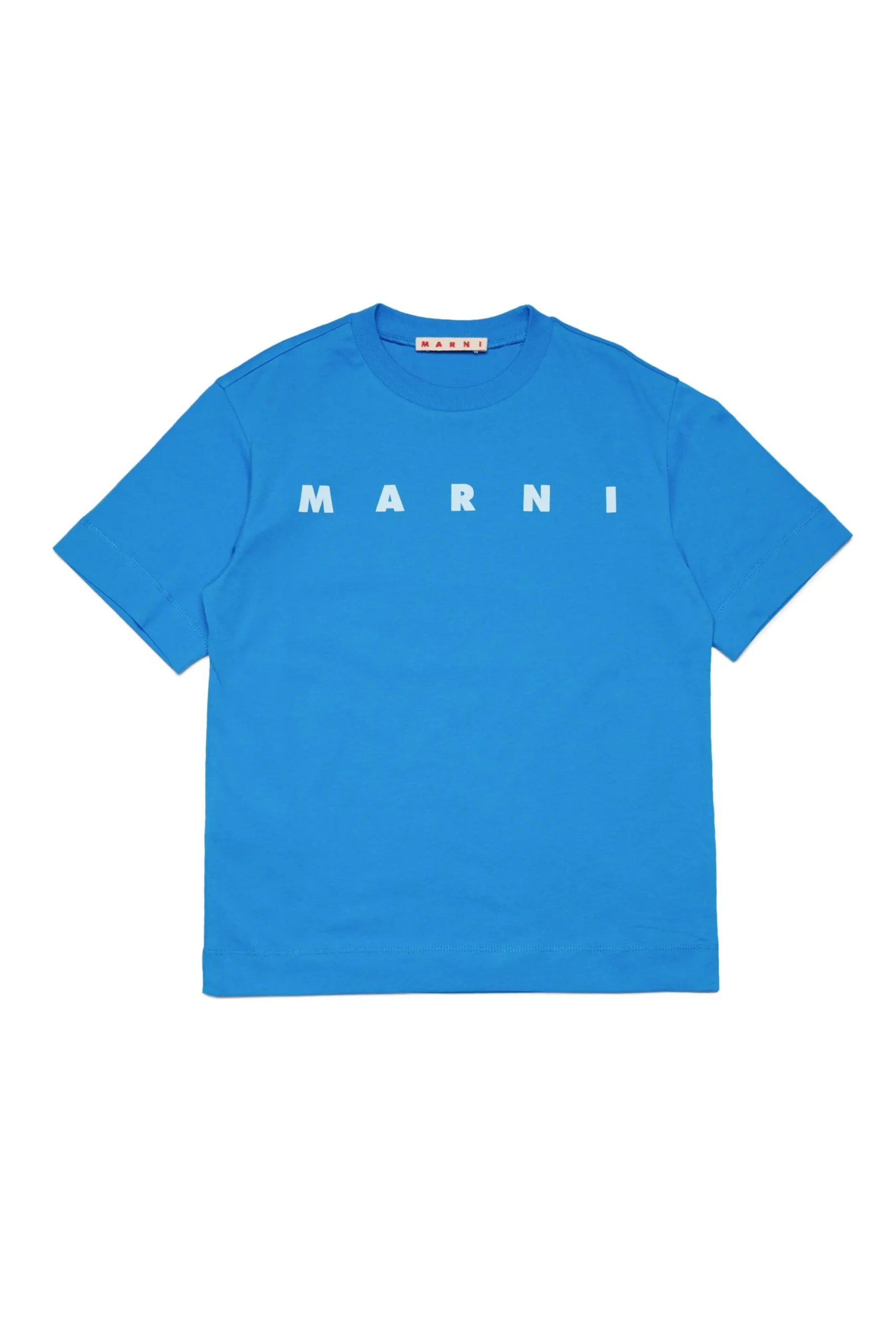 T-Shirts | Logomania>MARNI T-shirt in jersey with logo bright bluette