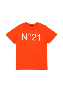 T-Shirts | Activewear>N°21 T-shirt in jersey with logo deep orange