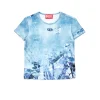 T-Shirts>DIESEL T-shirt with allover Camouflower graphics blue denim