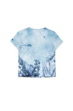 T-Shirts>DIESEL T-shirt with allover Camouflower graphics blue denim