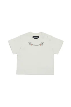 T-Shirts>DSQUARED2 T-shirt with Birds print off white