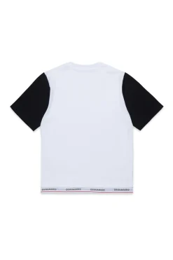 Swimwear | Swimwear>DSQUARED2 T-shirt with branded elastic white