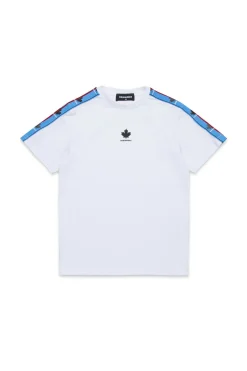 Swimwear | Swimwear>DSQUARED2 T-shirt with branded ribbon white
