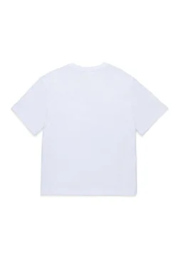 T-Shirts>DIESEL T-shirt with butterfly graphics and rhinestones white