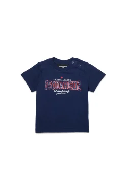 T-Shirts | Activewear>DSQUARED2 T-shirt with college print dark blue