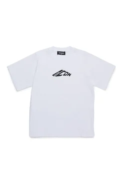 T-Shirts | Logomania>DSQUARED2 T-shirt with contrasting logo white