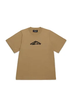 T-Shirts | Logomania>DSQUARED2 T-shirt with contrasting logo cornstalk