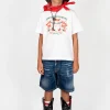 T-Shirts | T-Shirts>DSQUARED2 T-shirt with Cowboy Pizza graphics white