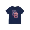 T-Shirts | Activewear>DSQUARED2 T-shirt with D2 USA print dark blue