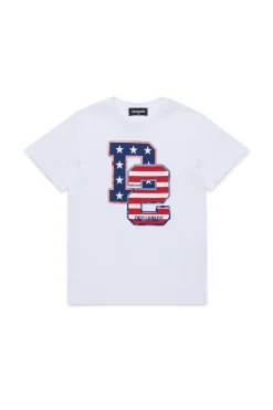 T-Shirts | Activewear>DSQUARED2 T-shirt with D2 USA print white