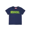 T-Shirts | Activewear>DIESEL T-shirt with degradé logo blue peacoat