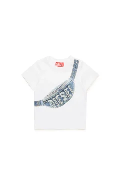 T-Shirts>DIESEL T-shirt with Hip Pack graphics white
