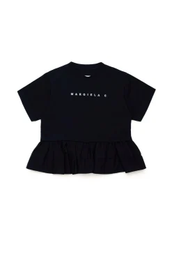 T-Shirts | T-Shirts>MM6 MAISON MARGIELA T-shirt with double flounce black