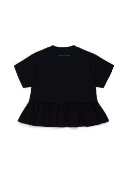 T-Shirts | T-Shirts>MM6 MAISON MARGIELA T-shirt with double flounce black