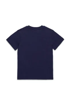 T-Shirts>DIESEL T-shirt with DSL78 Denim print blue peacoat