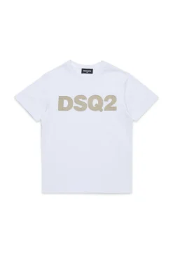 T-Shirts | Logomania>DSQUARED2 T-shirt with DSQ2 logo white