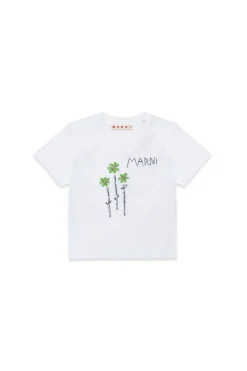 T-Shirts>MARNI T-shirt with embroidered flowers white