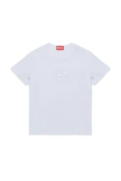 T-Shirts>DIESEL T-shirt with embroidered oval D logo white