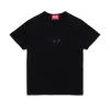 T-Shirts>DIESEL T-shirt with embroidered oval D logo black