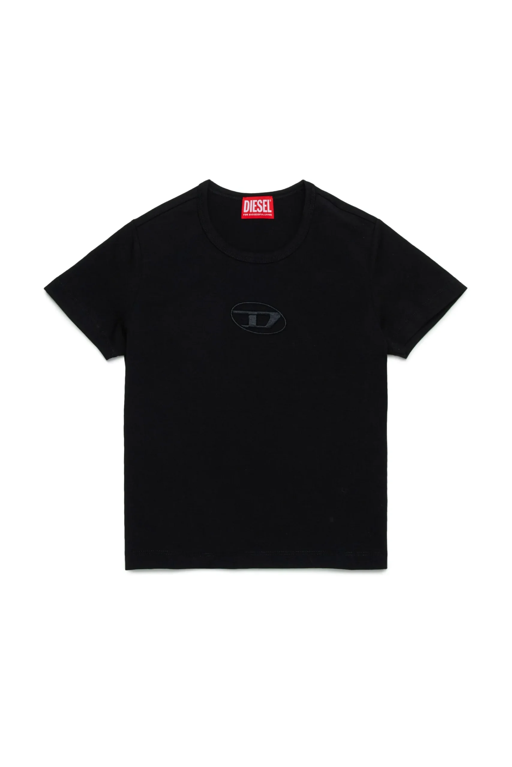T-Shirts>DIESEL T-shirt with embroidered oval D logo black