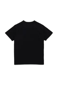 T-Shirts>DIESEL T-shirt with embroidered oval D logo black