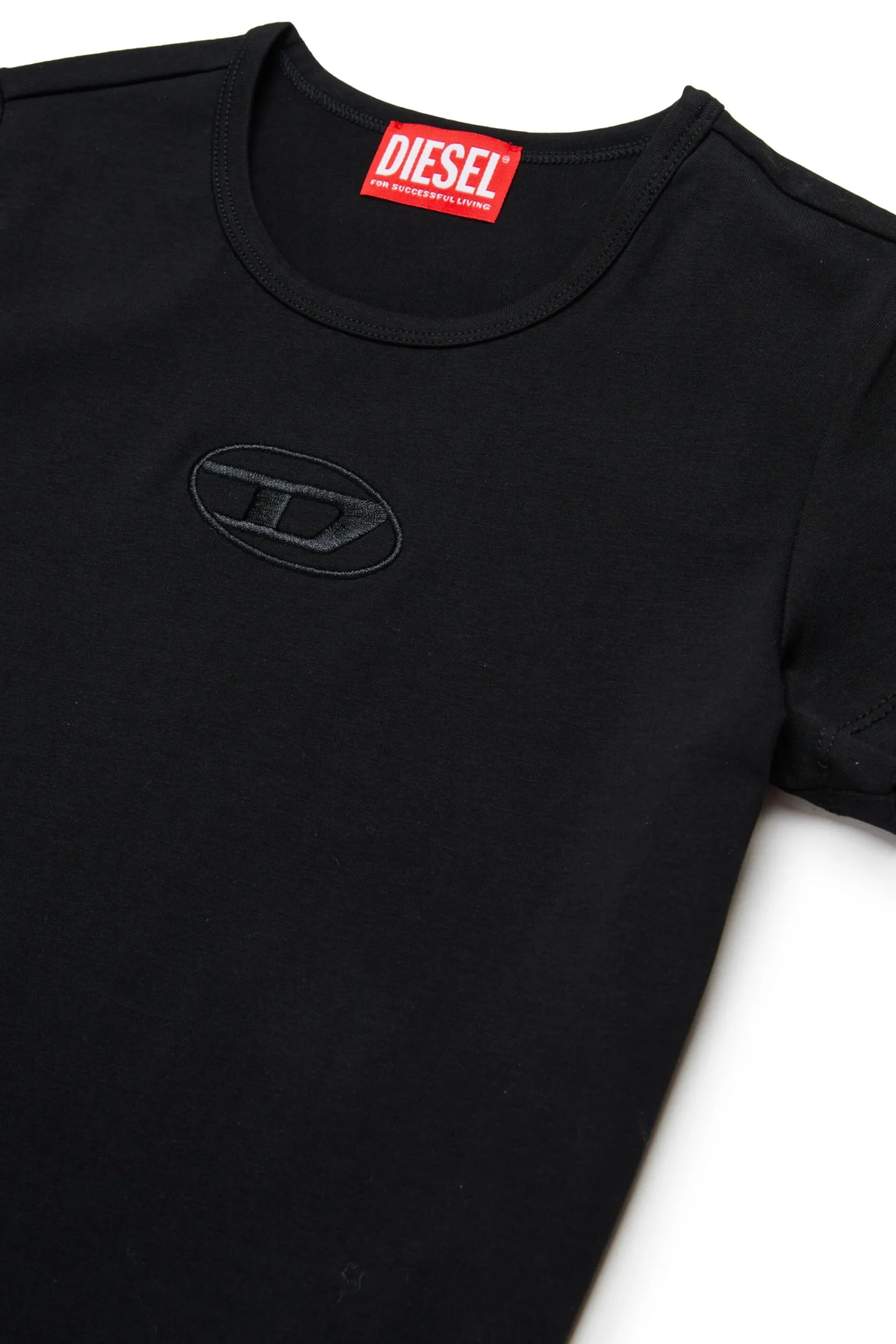 T-Shirts>DIESEL T-shirt with embroidered oval D logo black