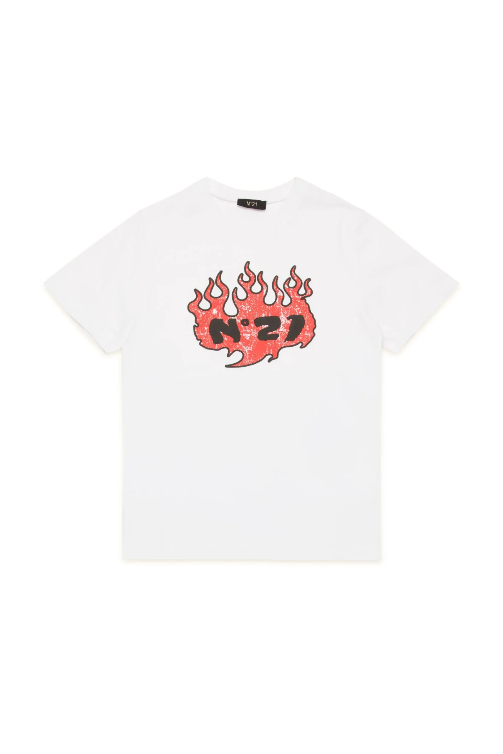 Logomania | Logomania>N°21 T-shirt with Flames graphics white
