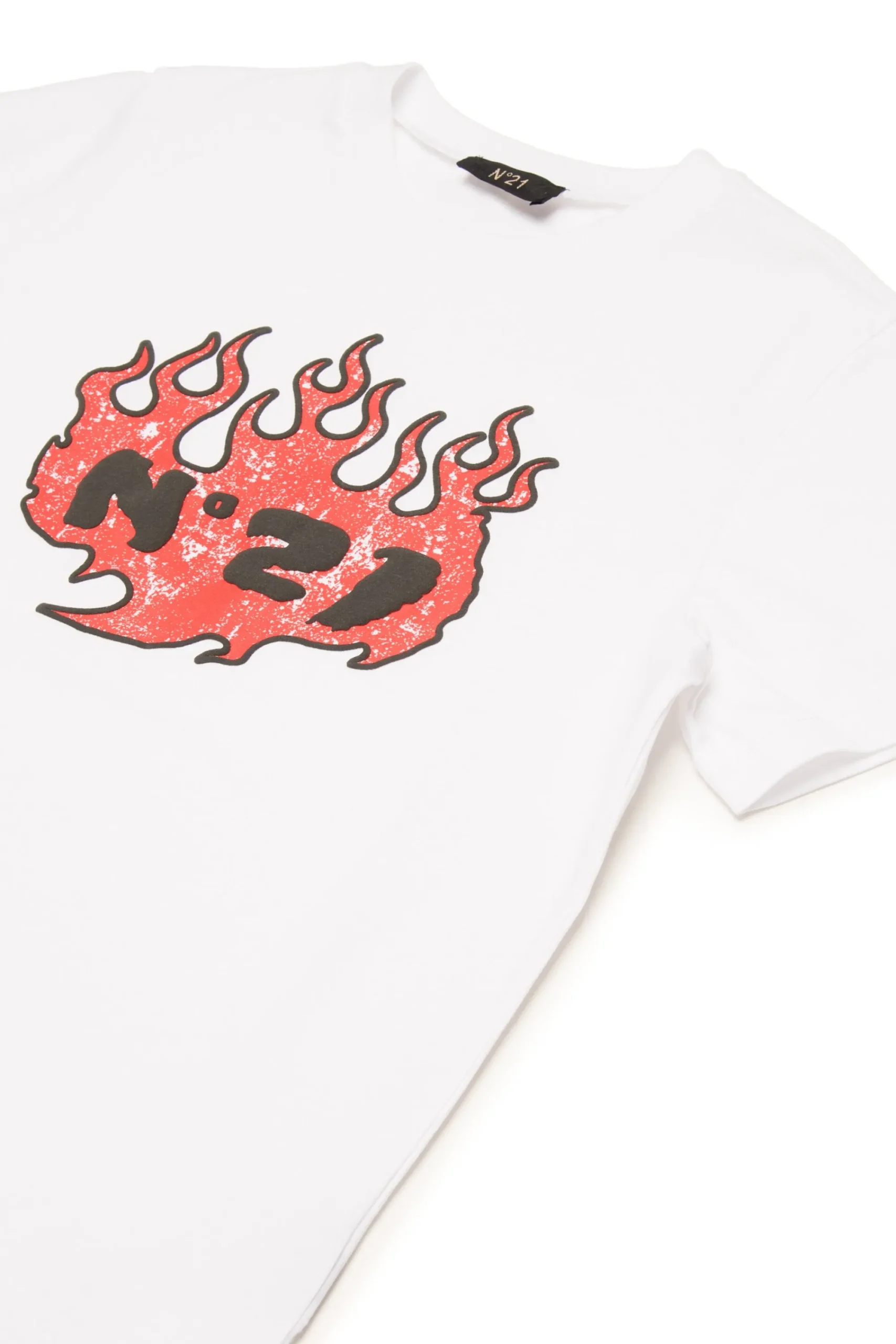 Logomania | Logomania>N°21 T-shirt with Flames graphics white