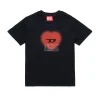 T-Shirts>DIESEL T-shirt with heart graphics black