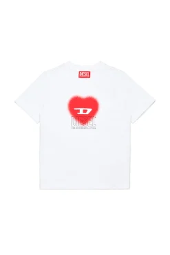 T-Shirts>DIESEL T-shirt with heart graphics white