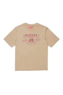 T-Shirts>DIESEL T-shirt with Jacron print sand