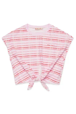 T-Shirts>MARNI T-shirt with knotted allover Check light pink