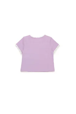 T-Shirts>DIESEL T-shirt with lace and Sunglasses graphics lavender