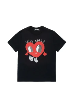 T-Shirts>DSQUARED2 T-shirt with Love DSQ2 logo black