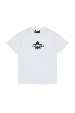 T-Shirts | Activewear>DSQUARED2 T-shirt with Maple Leaf white