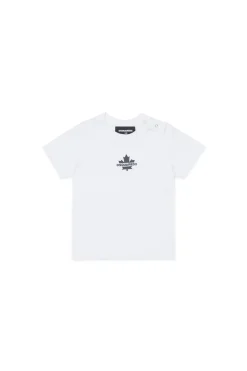T-Shirts | Activewear>DSQUARED2 T-shirt with Maple Leaf white